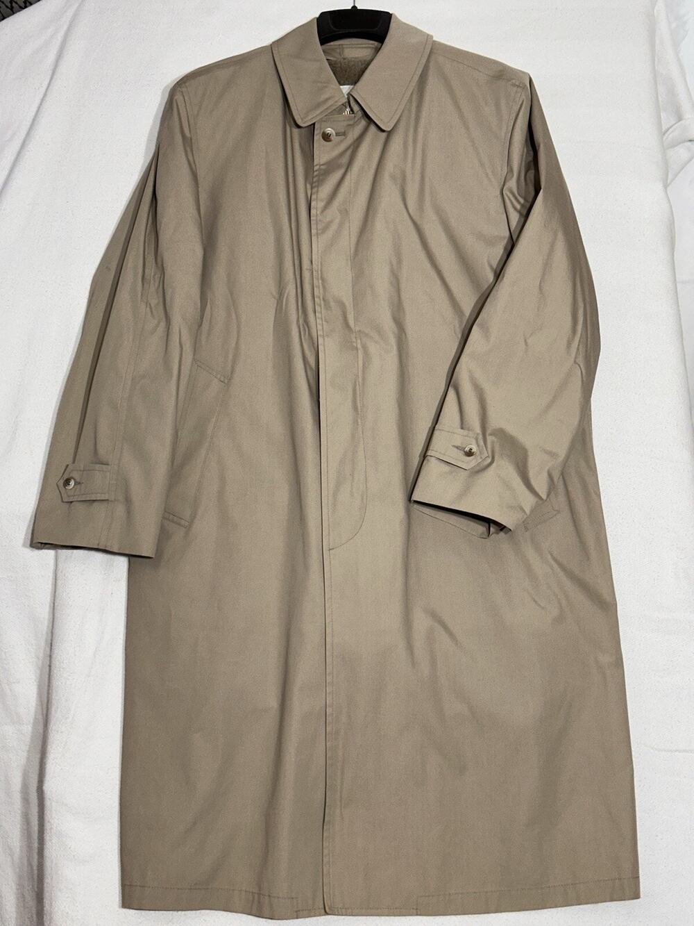 London Fog Trench Coat Mens 46 Reg Beige Long Sleeve Collared Removable Liner